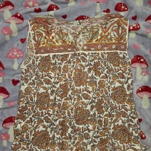 Lucky Brand Women's Sleeveless Blouse Neutral Florals Boho Size Medium
